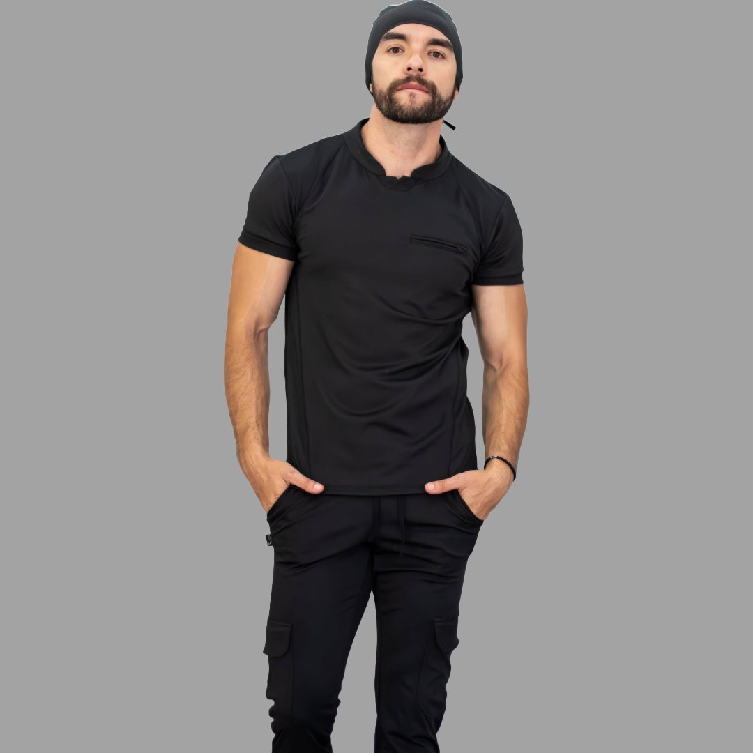 Men's Top 910 Black Super Stretch, Scrubs 910