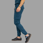 Men’s stretch scrub pants with athletic jogger fit in Airforce Blue