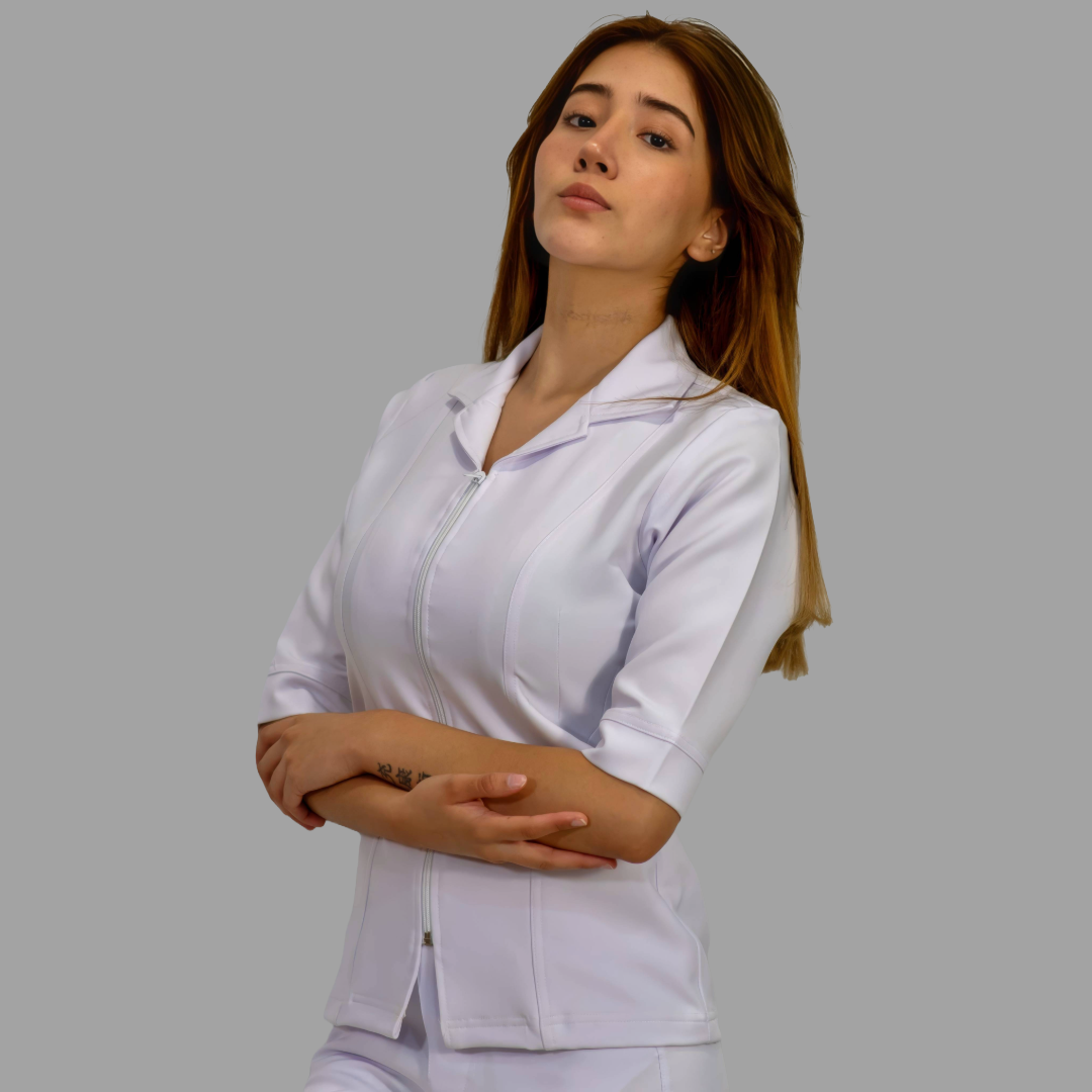 Women's 3/4 Sleeve Pure White Top