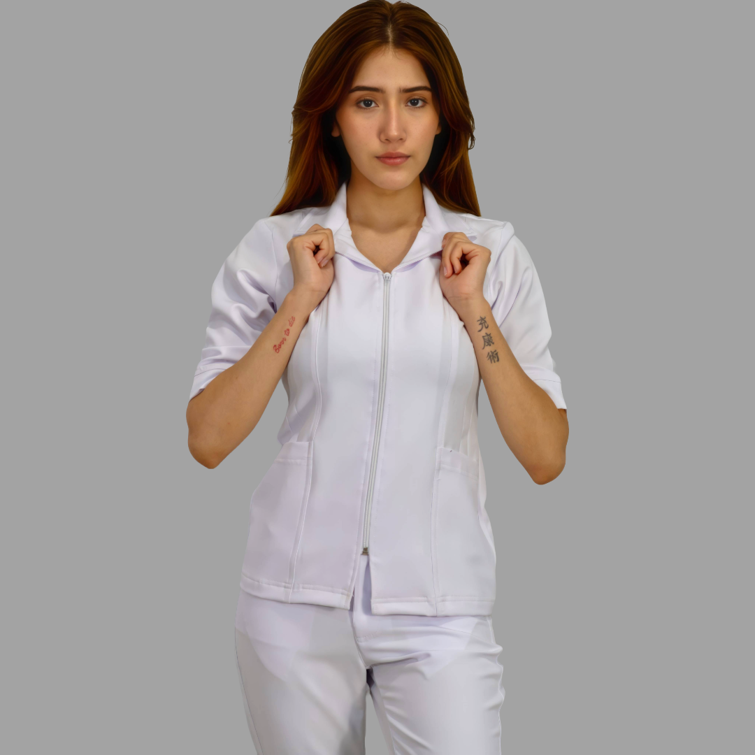 Women's 3/4 Sleeve Pure White Top