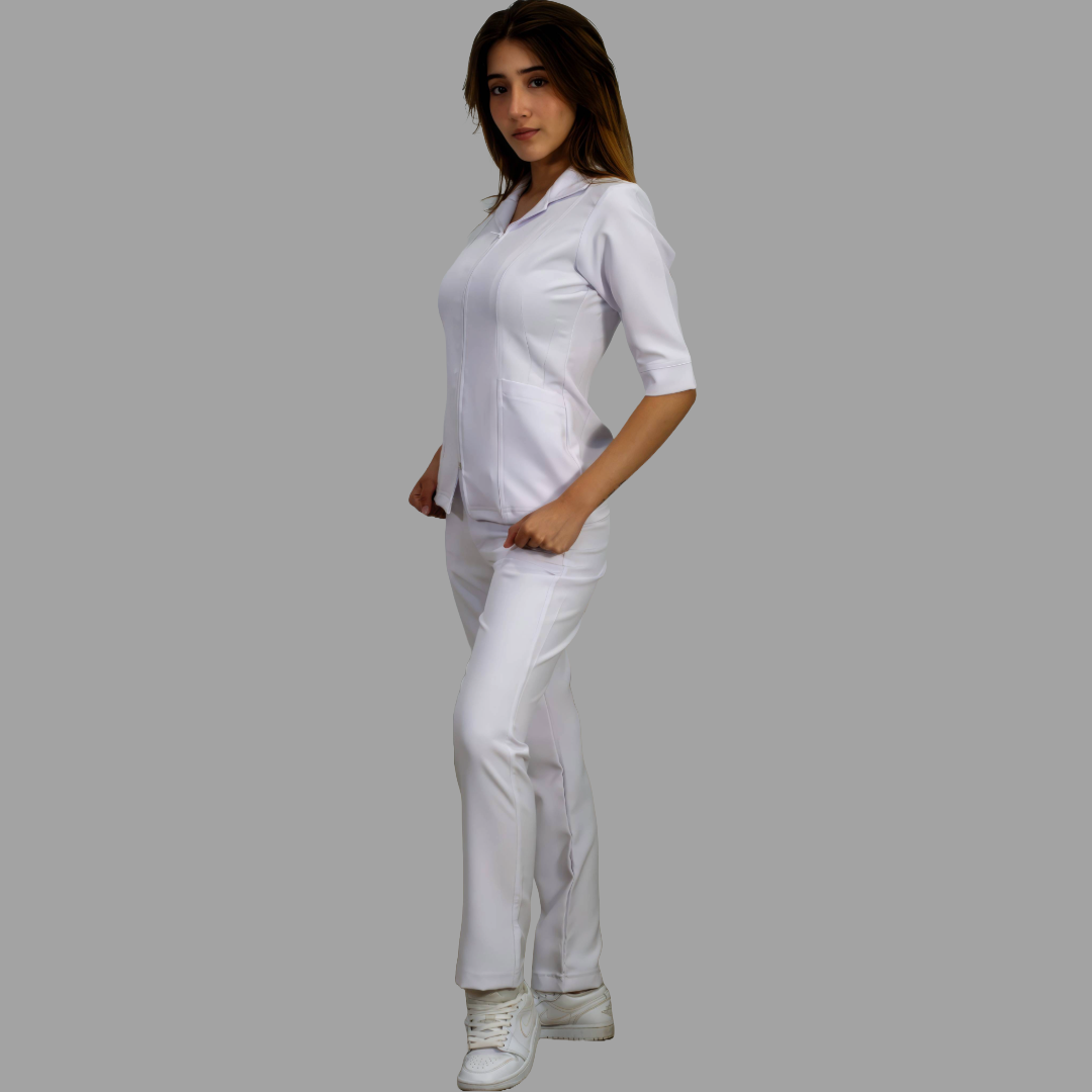 Women's 3/4 Sleeve Pure White Top