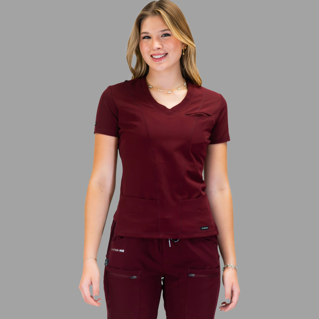 Women’s Waterproof Burgundy Top, Scrubs style 300