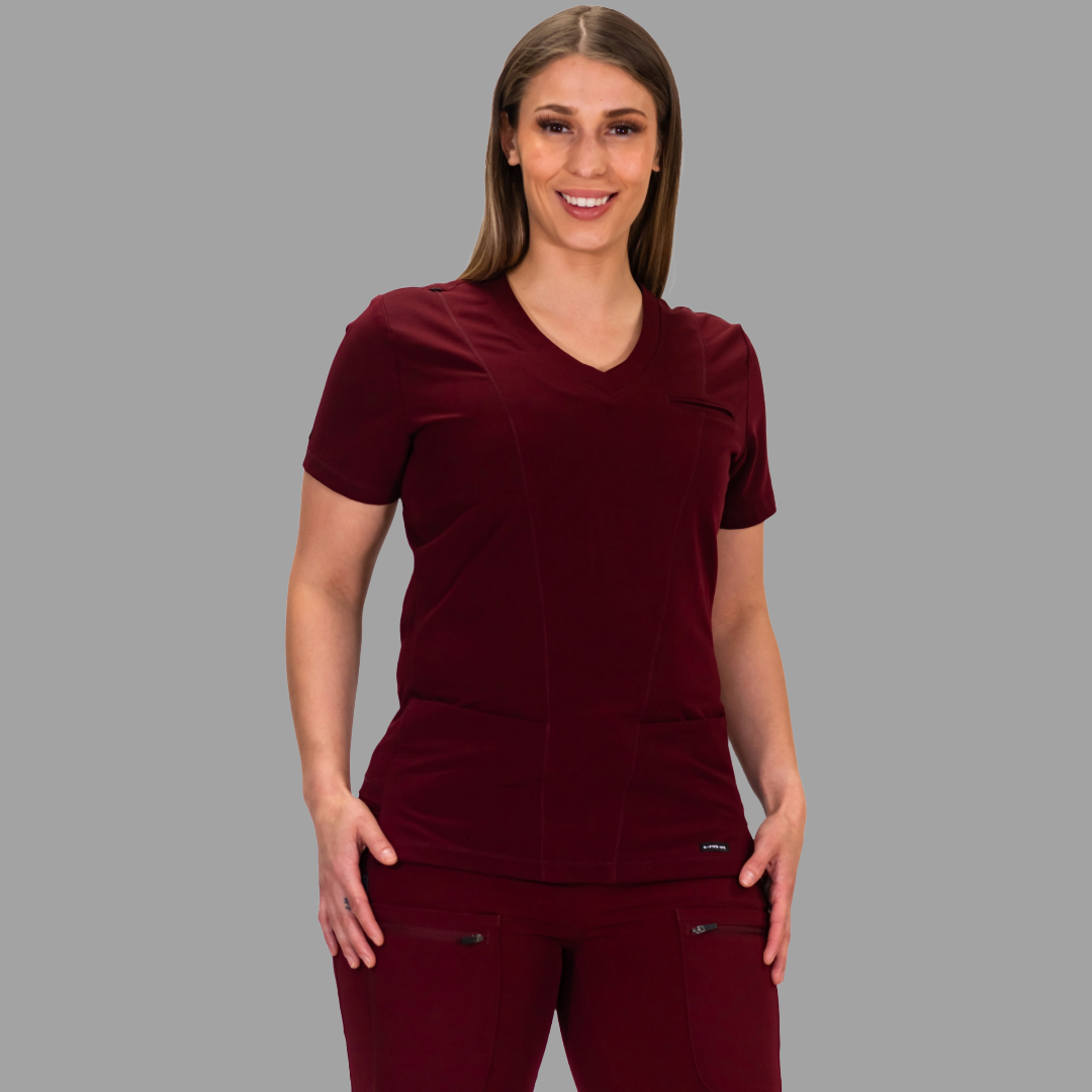 Women’s Waterproof Burgundy Top, Scrubs style 300