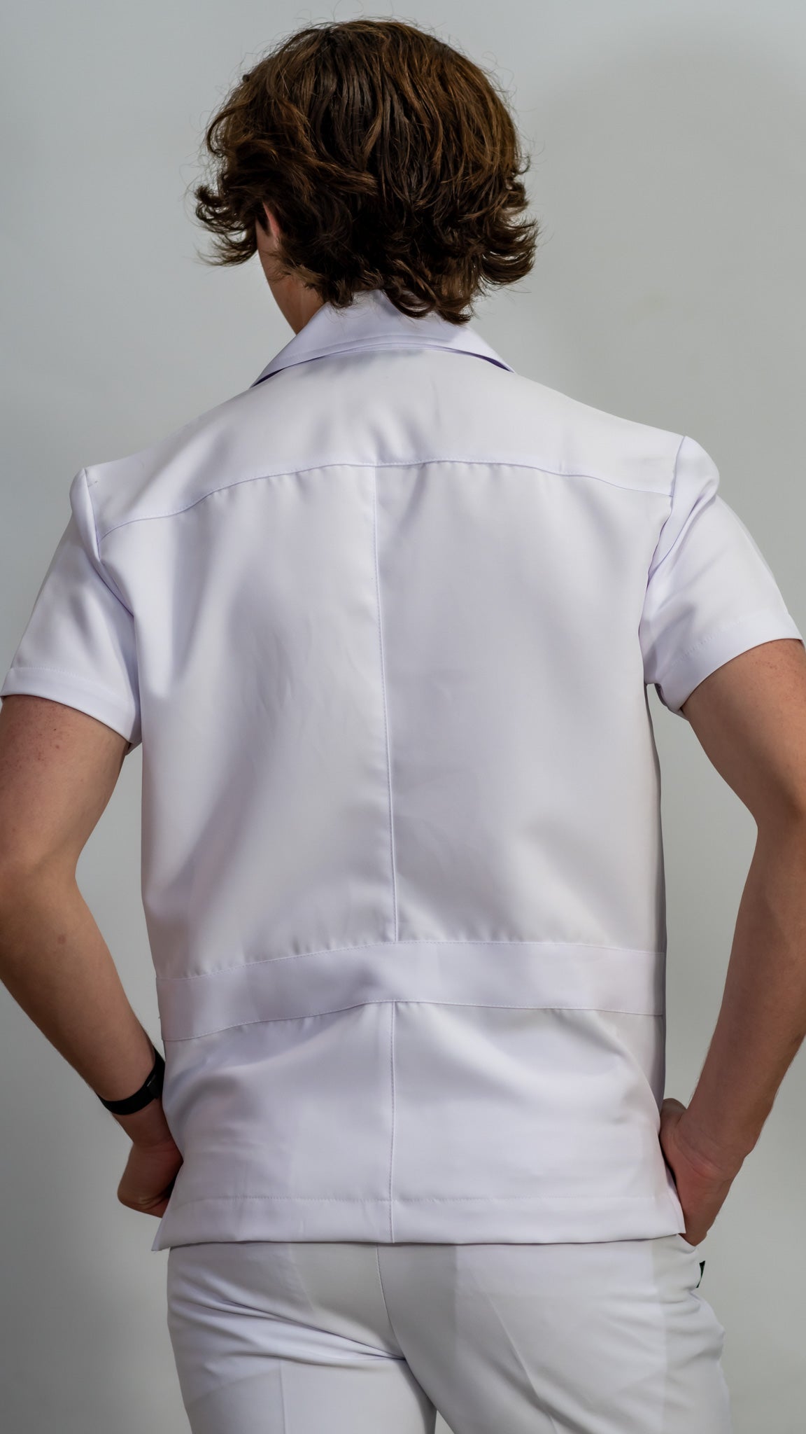 white scrub top