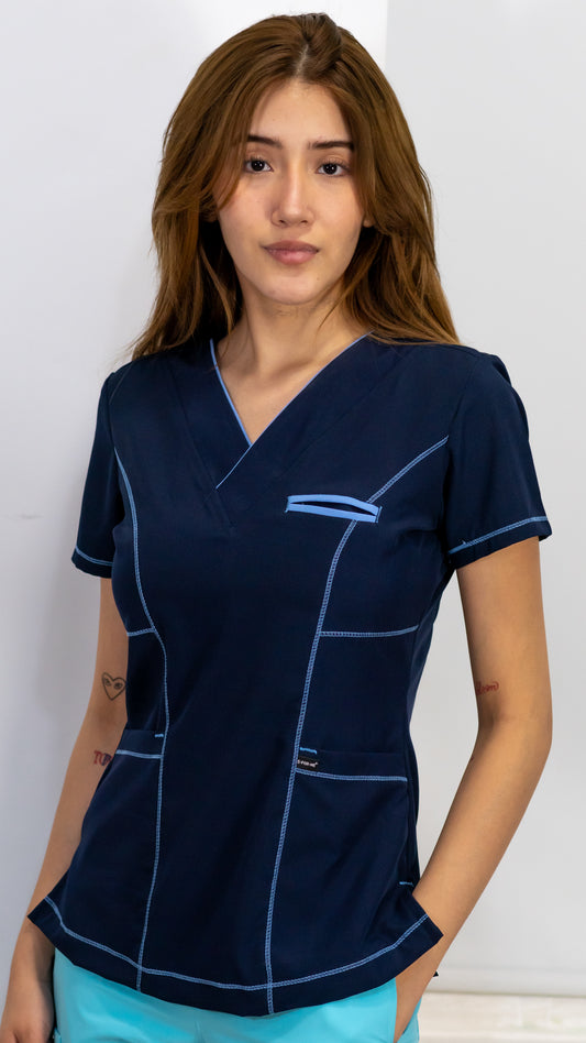 Women's Top Navy Blue/Ceil Blue, Scrubs Style 501