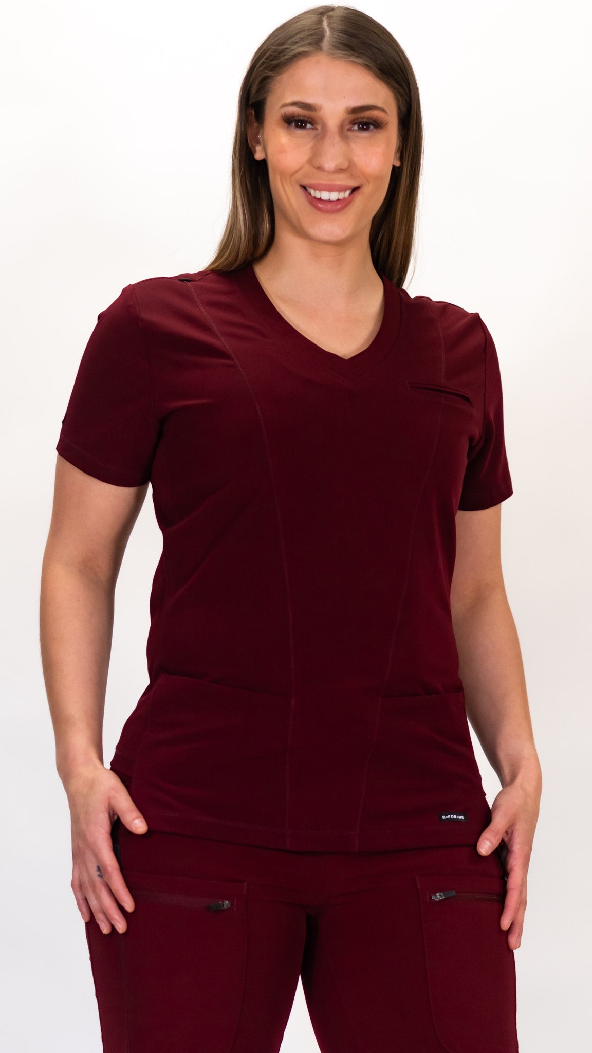 Women’s Waterproof Burgundy Top, Scrubs style 300 – S-FOR-ME Scrubs