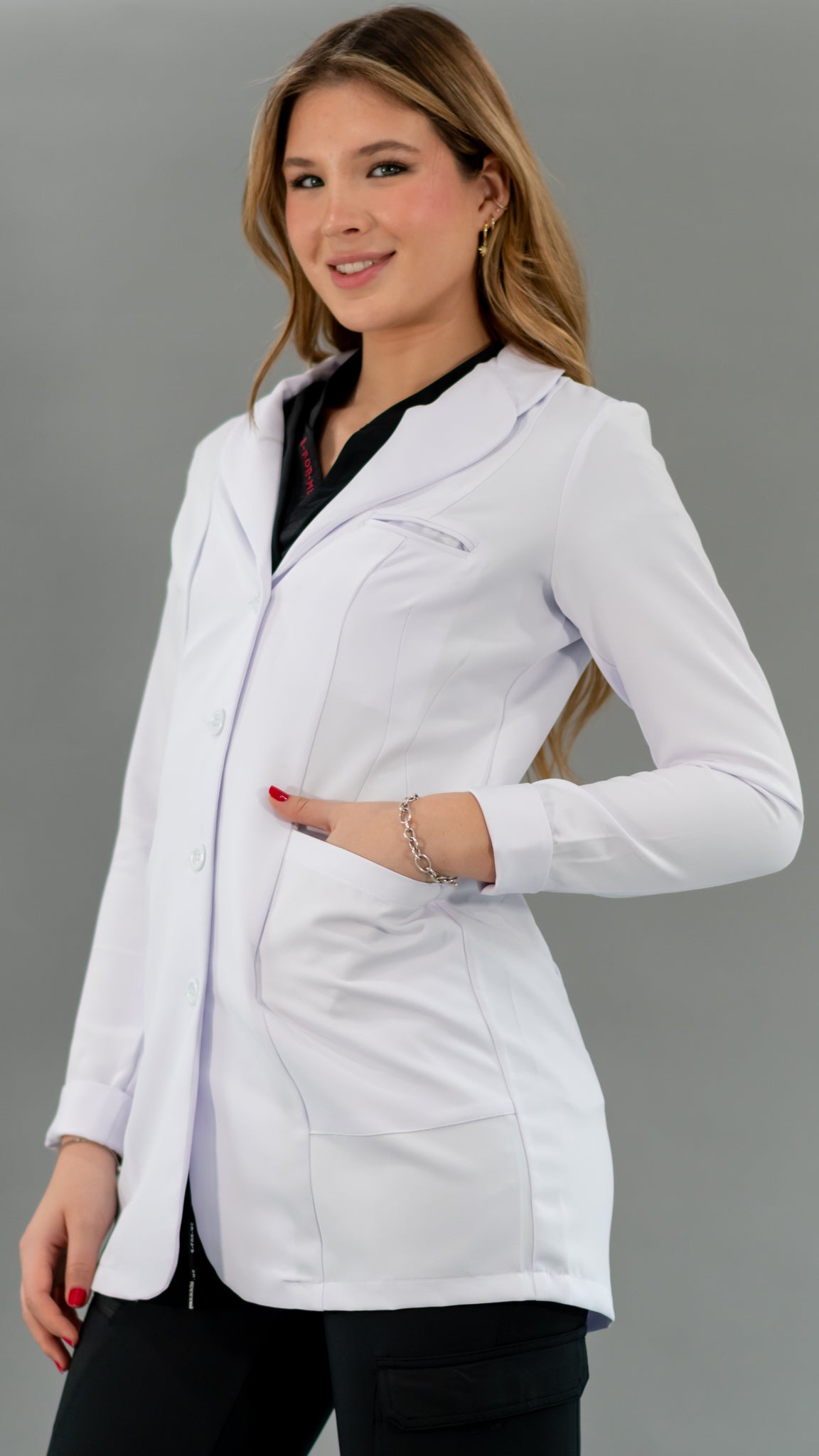 Contoured Fit Pure White Waterproof Women's Lab Coat