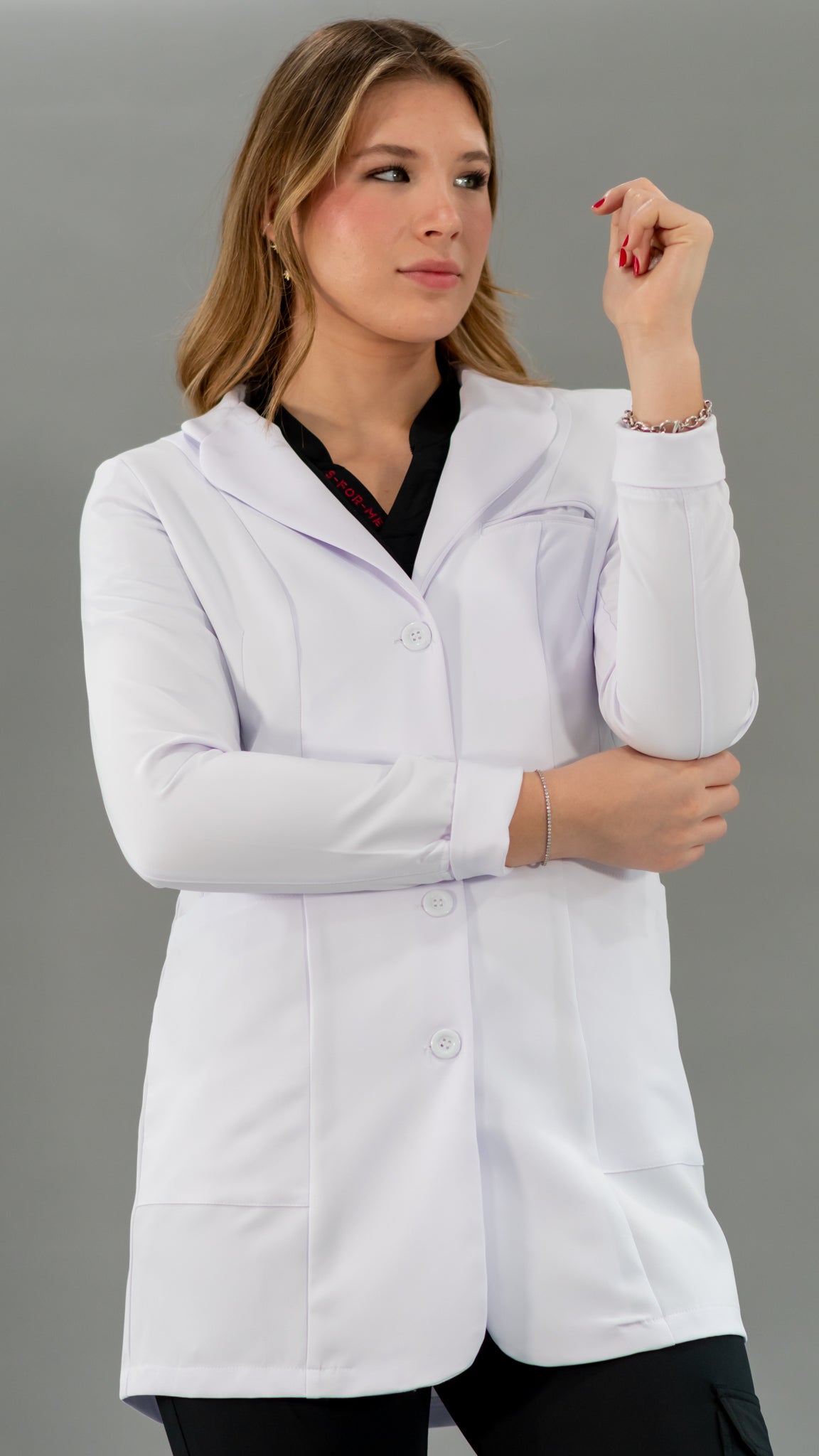 Contoured Fit Pure White Waterproof Women's Lab Coat