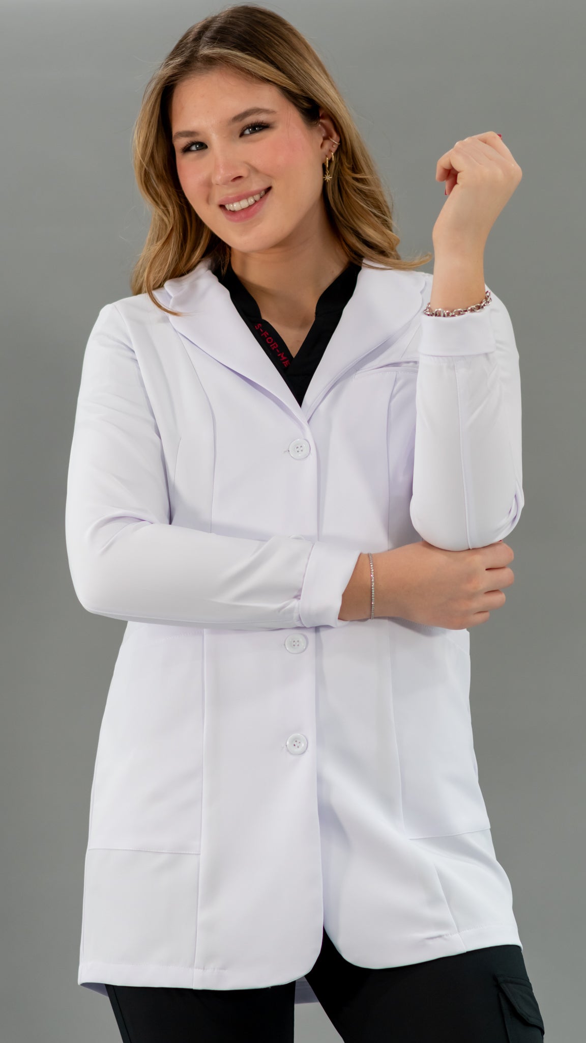 Contoured Fit Pure White Waterproof Women's Lab Coat