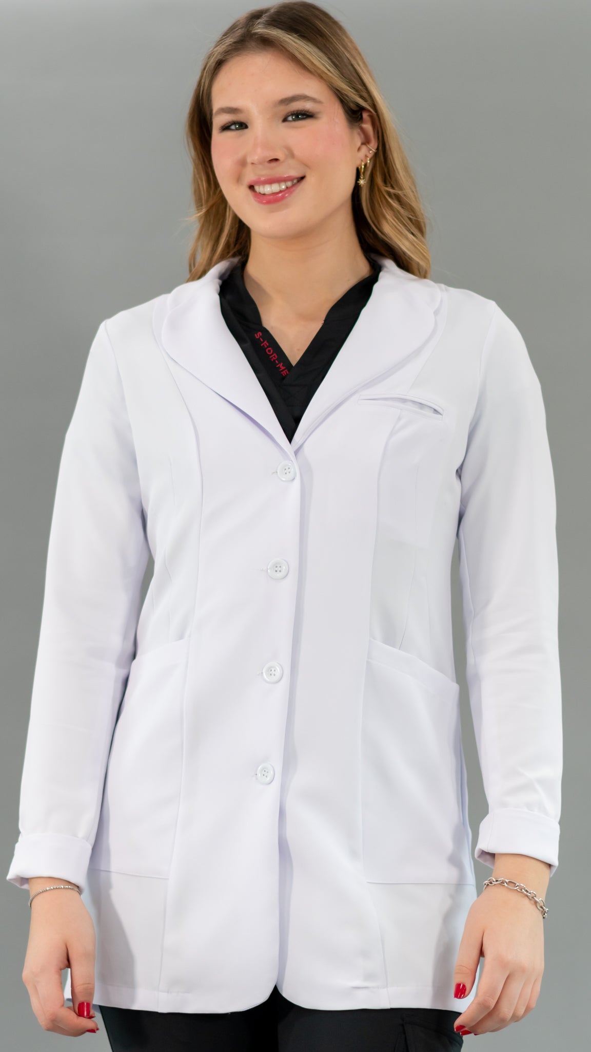 Contoured Fit Pure White Waterproof Women's Lab Coat