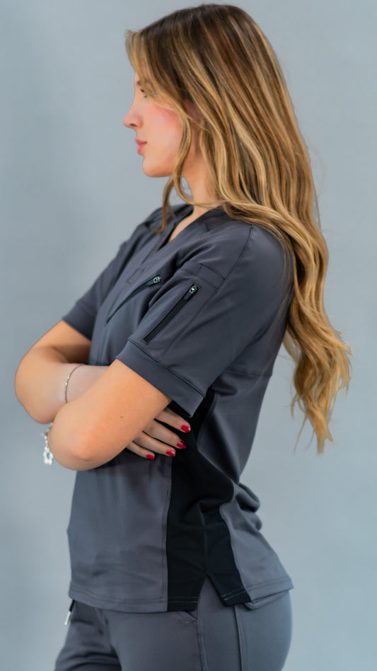 Unisex Relaxed Top 905 Gray, Super Stretch Scrubs