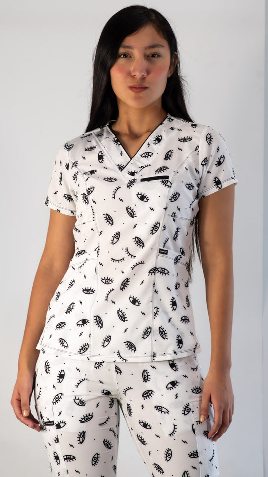 Woman's Scrub Top 501 Fways Eyes