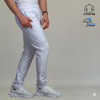 Mens Alviero white fluid-resistant five-pocket scrub pants detail - SFORME