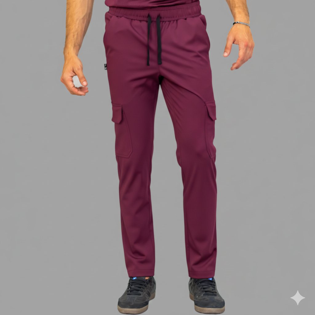 mens scrub pants maroon 910 super stretch front sforme