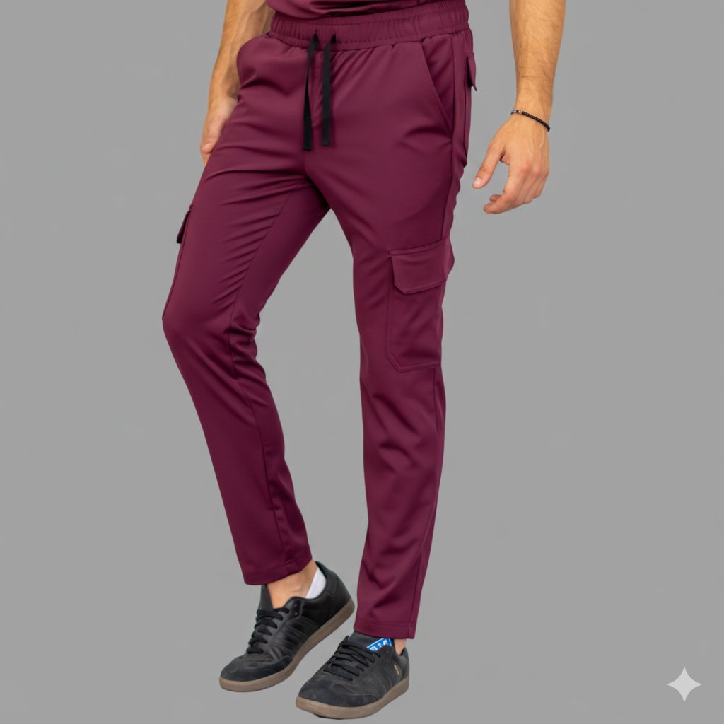 mens scrub pants maroon 910 super stretch detail sforme
