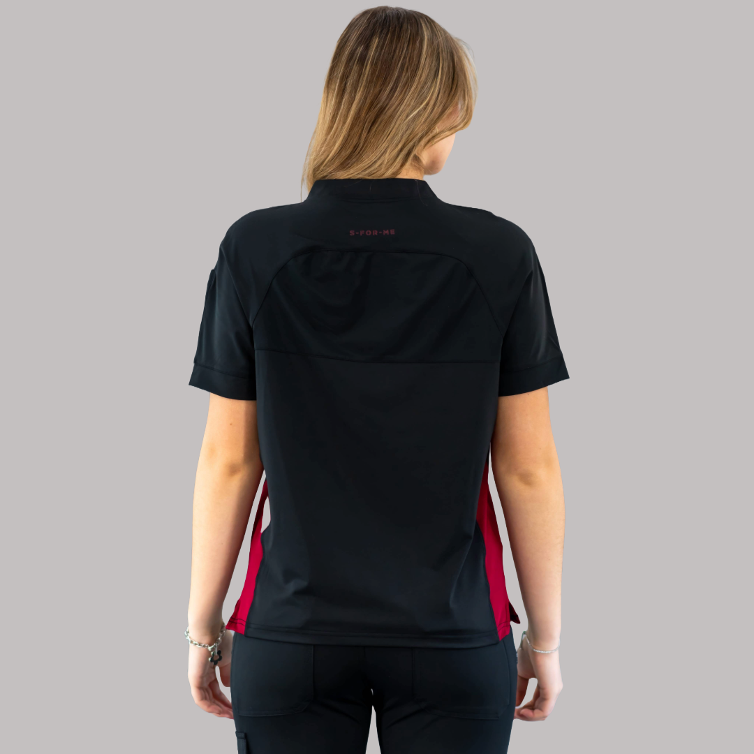 Unisex Relaxed Top 905 Black/Burgundy, Super Stretch Scrubs