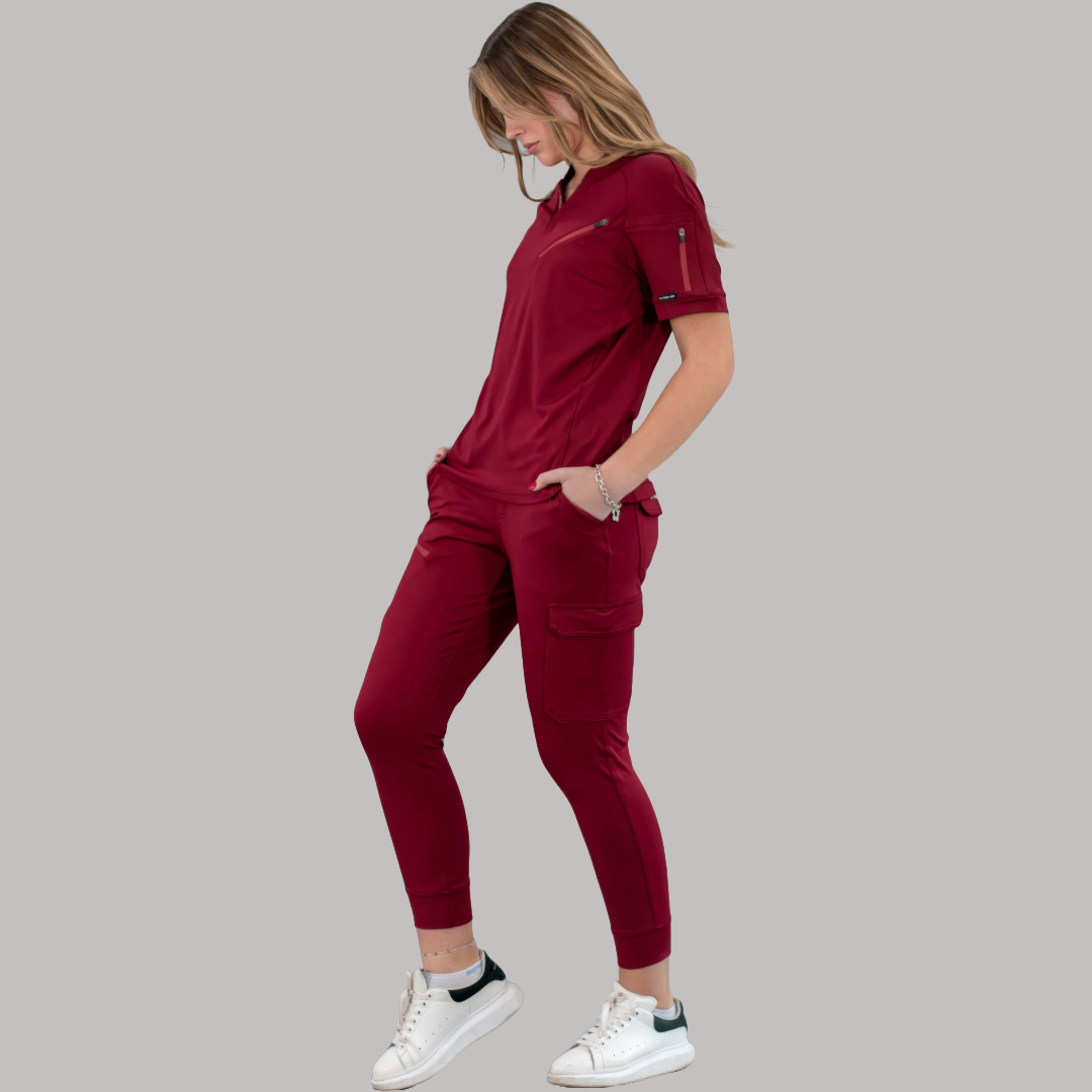 Unisex Relaxed Top 905 Burgundy, Super Stretch Scrubs