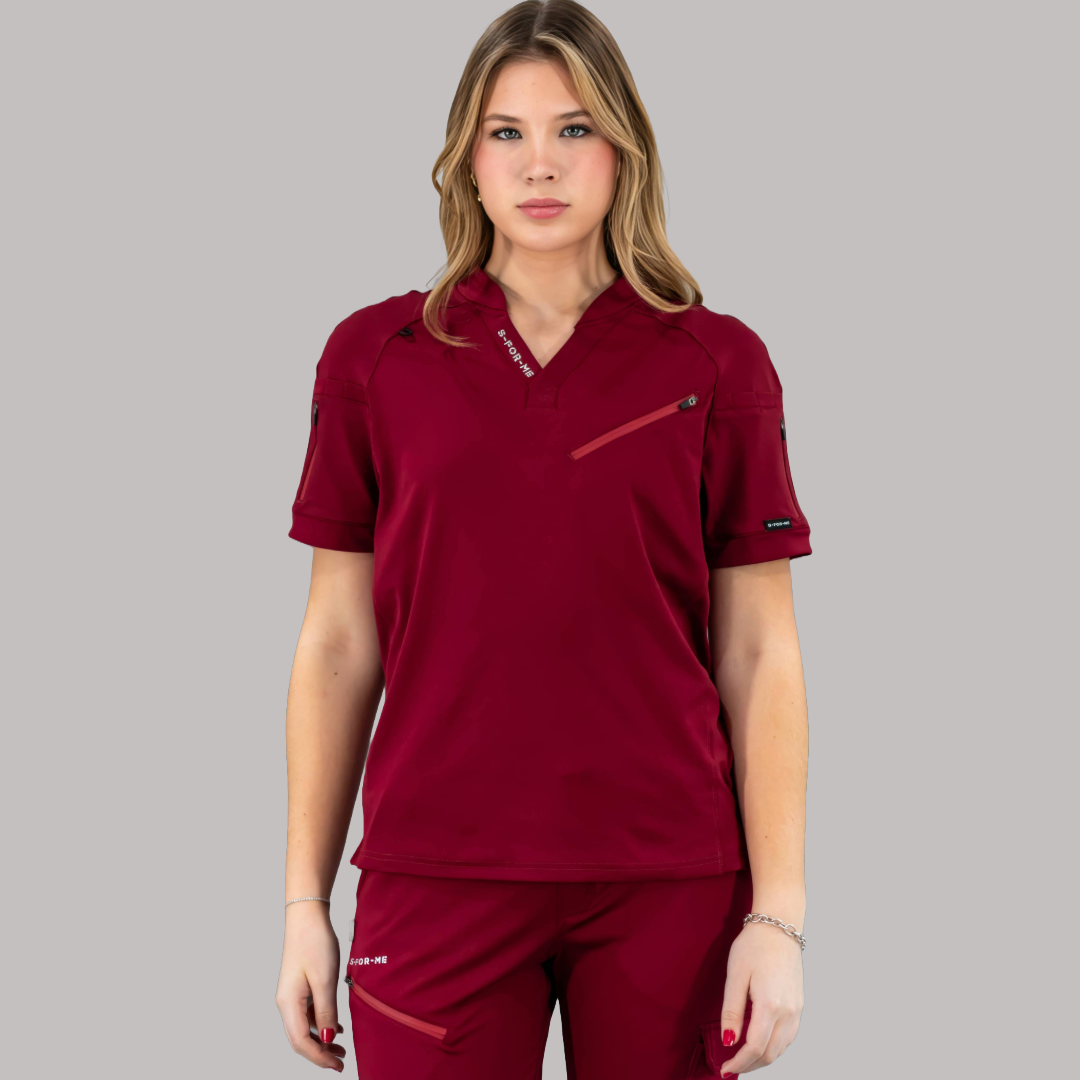 Unisex Relaxed Top 905 Burgundy, Super Stretch Scrubs