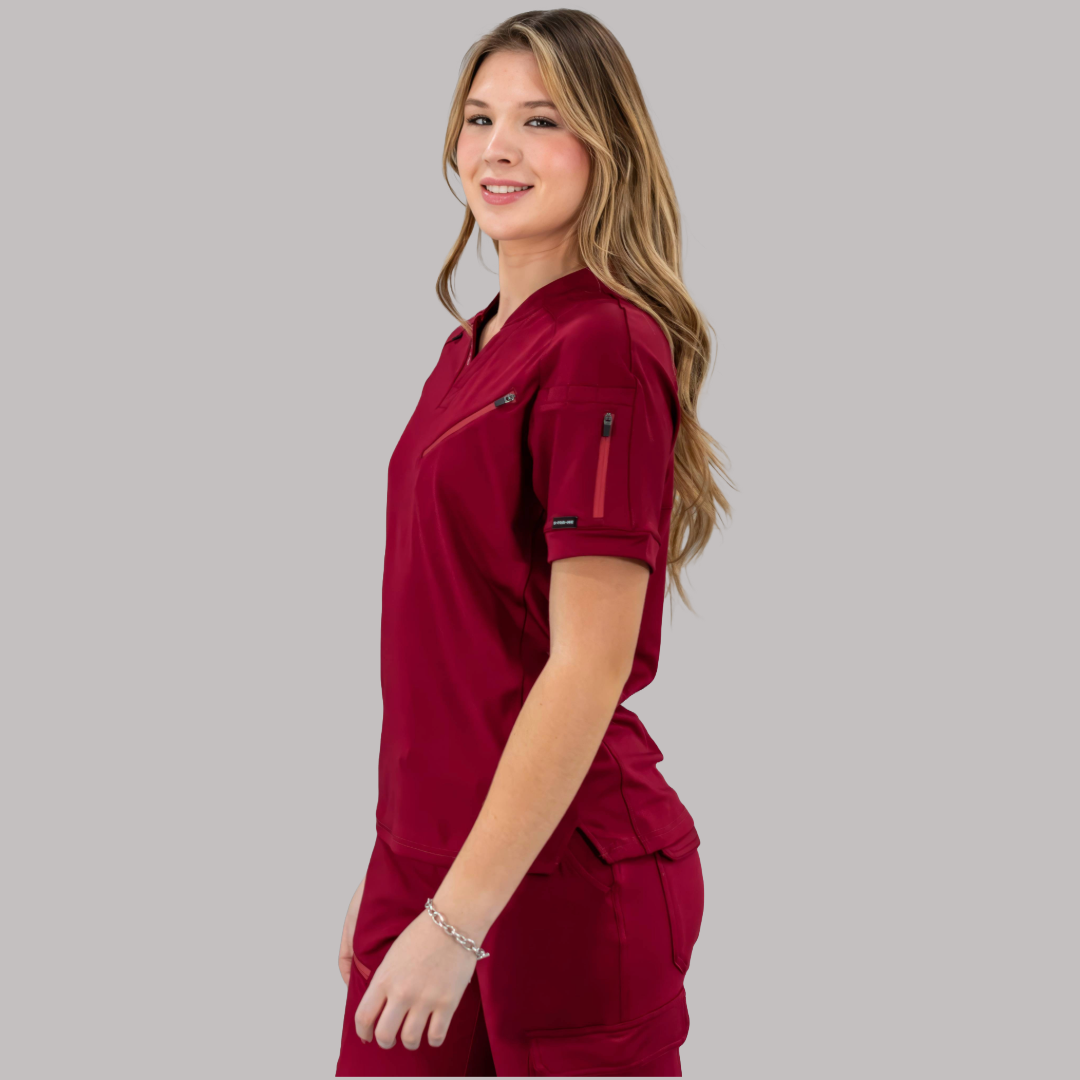 Unisex Relaxed Top 905 Burgundy, Super Stretch Scrubs