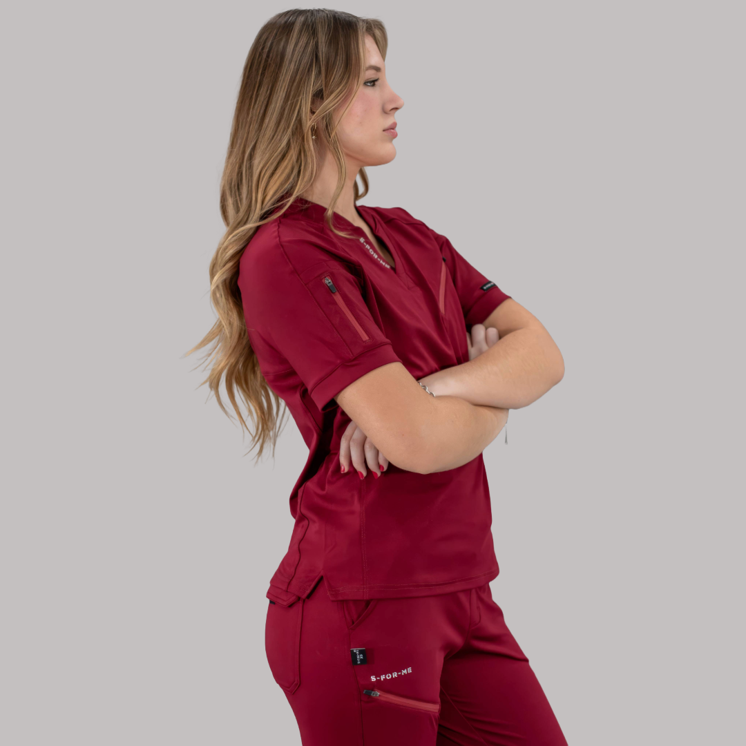 Unisex Relaxed Top 905 Burgundy, Super Stretch Scrubs