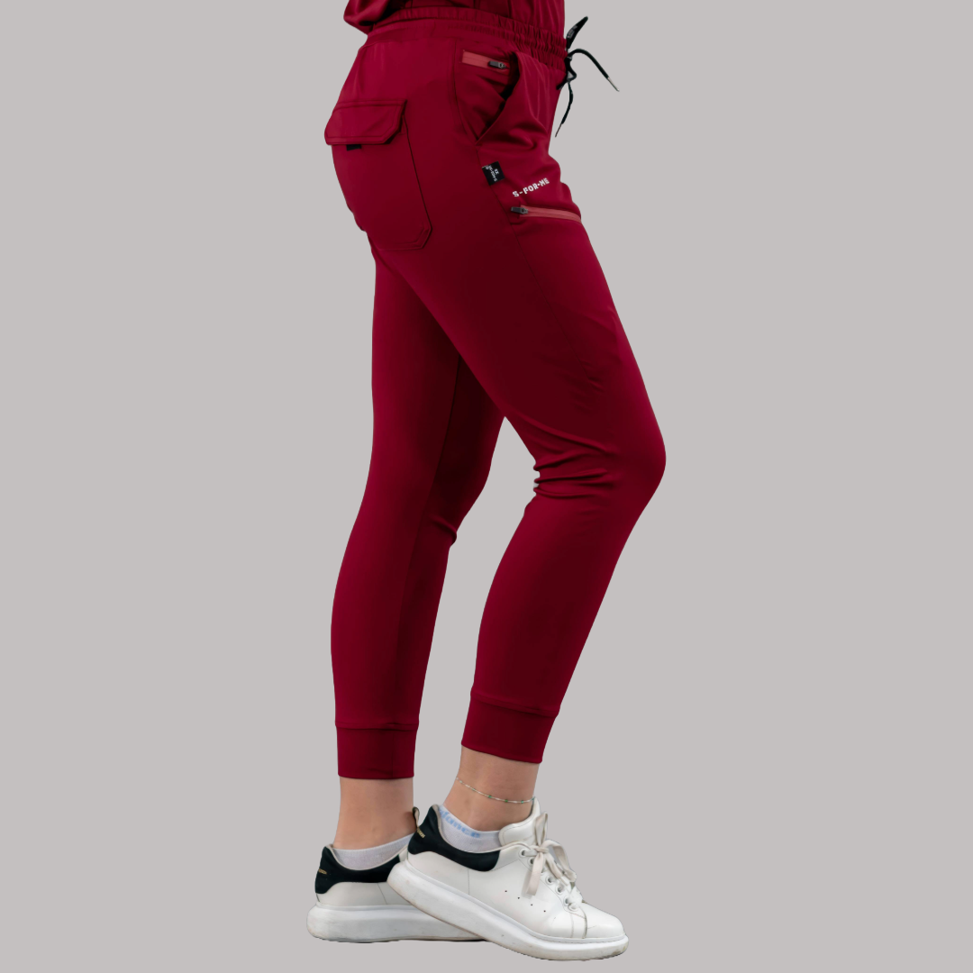 Unisex Relaxed Jogger 905 Burgundy, Super Stretch Scrubs