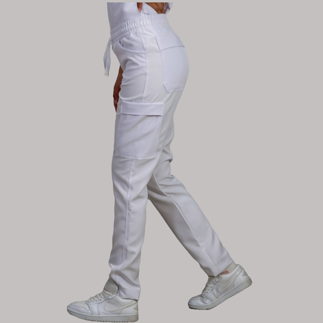 Women's Six Pockets Pants in Pure White, Waterproof