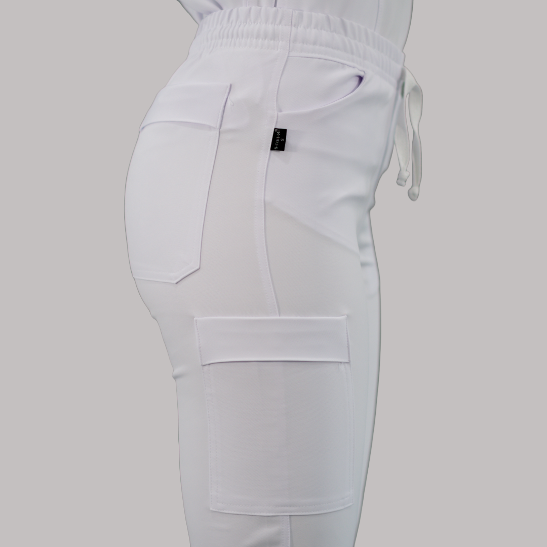 Women's Six Pockets Pants in Pure White, Waterproof