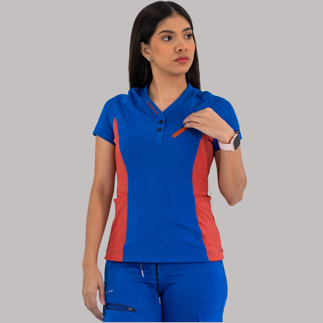 Women’s Top 905 Royal Blue/Chedron, Super Stretch Scrubs