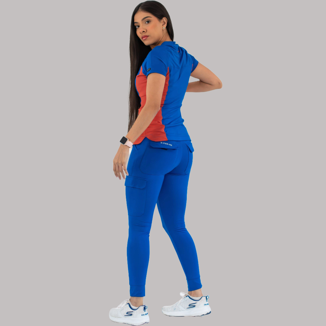 Women’s Top 905 Royal Blue/Chedron, Super Stretch Scrubs