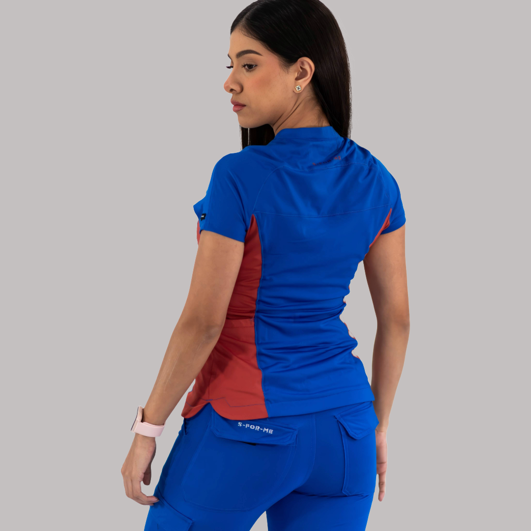 Women’s Top 905 Royal Blue/Chedron, Super Stretch Scrubs