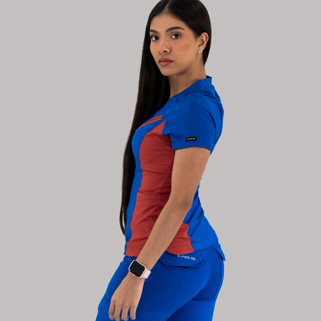 Women’s Top 905 Royal Blue/Chedron, Super Stretch Scrubs