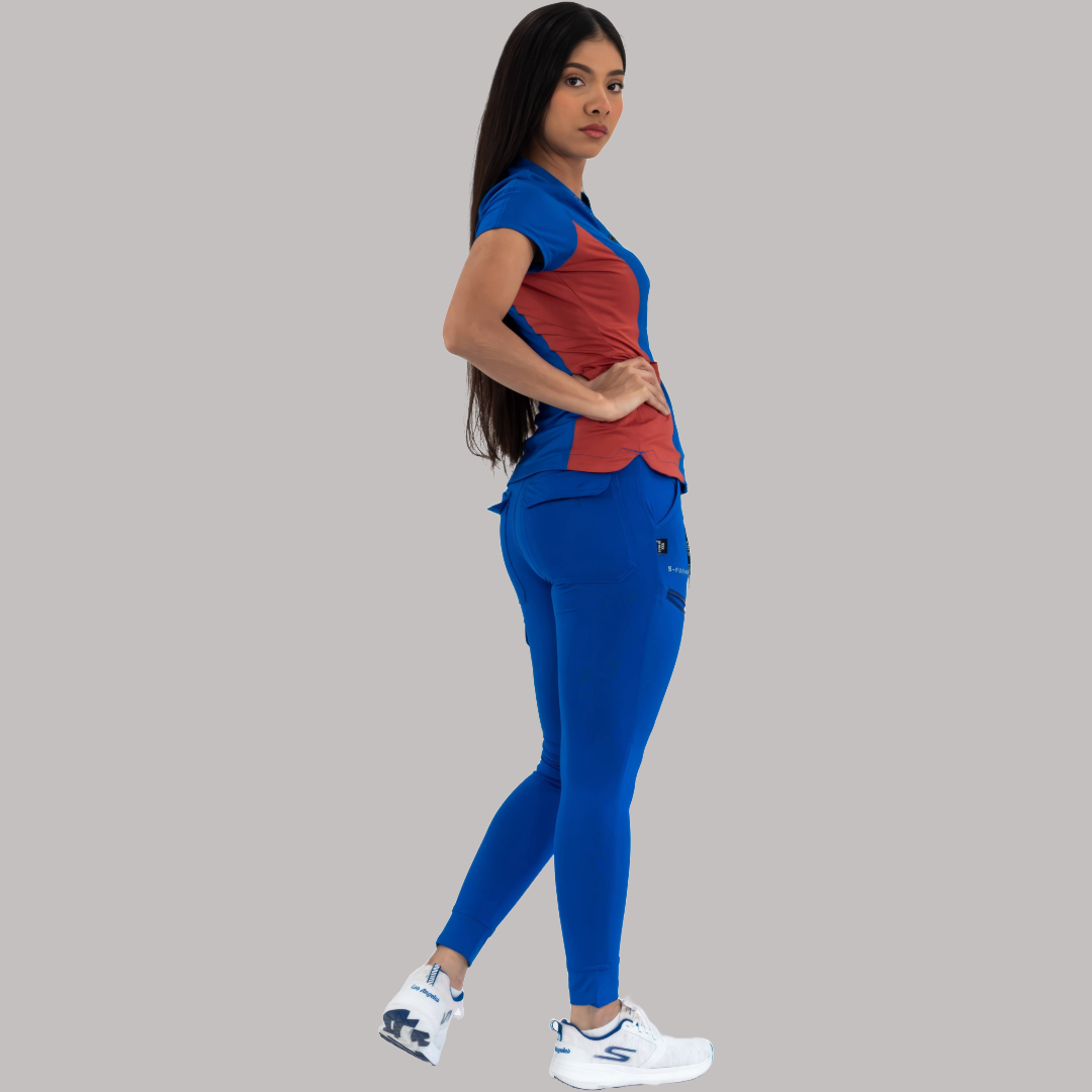 Women’s Top 905 Royal Blue/Chedron, Super Stretch Scrubs