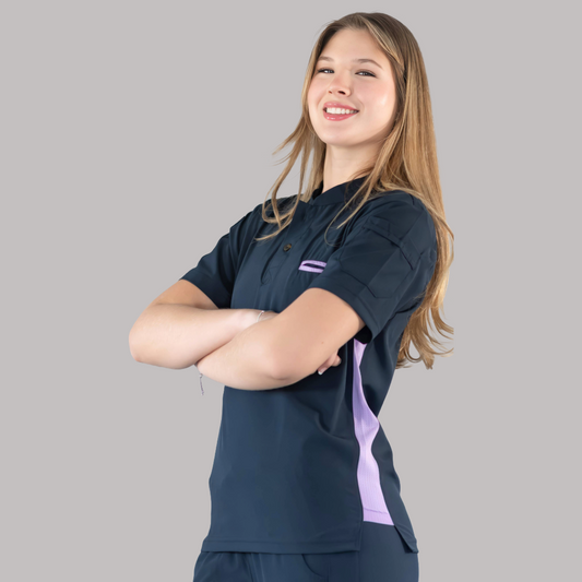 Unisex Relaxed Top 520 Navy/Lilac Scrubs 520