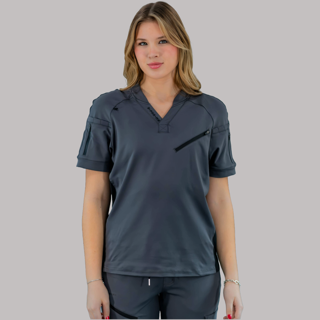 Unisex Relaxed Top 905 Gray, Super Stretch Scrubs