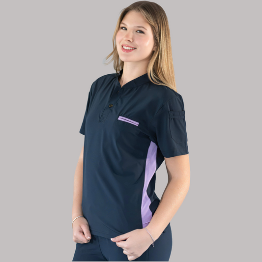 Unisex Relaxed Top 520 Navy/Lilac Scrubs 520