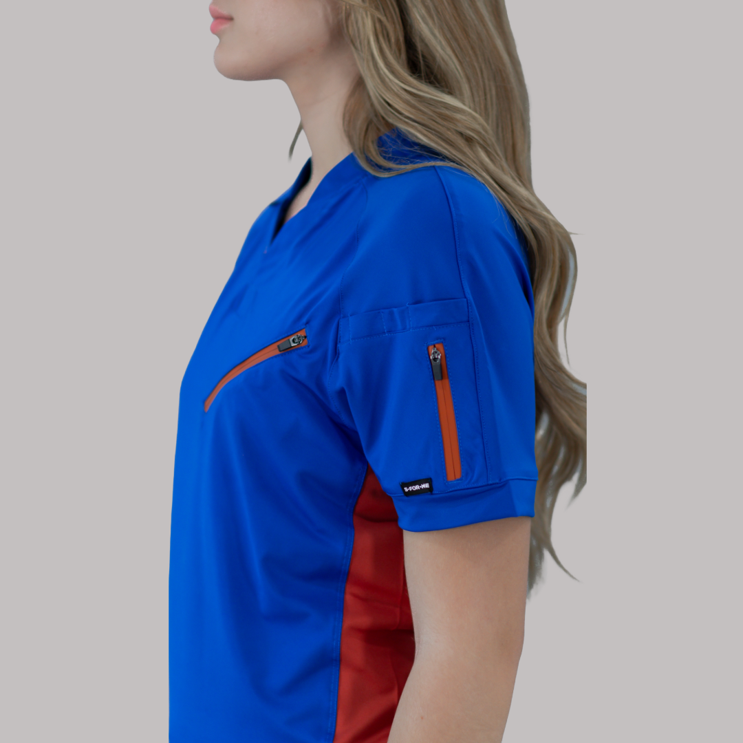 Unisex Relaxed Top 905 Royal Blue/Chedron, Super Stretch Scrubs