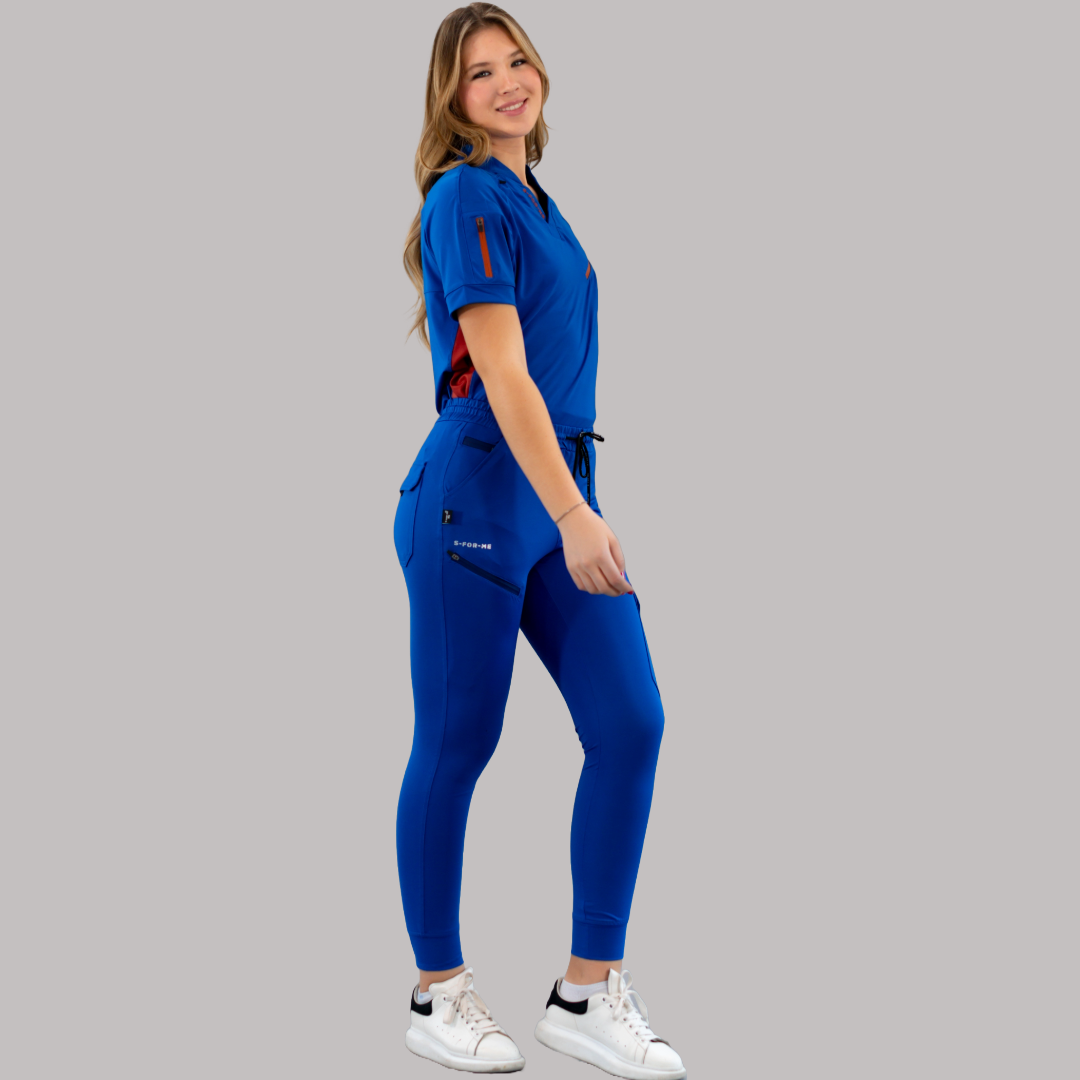 Unisex Relaxed Top 905 Royal Blue/Chedron, Super Stretch Scrubs