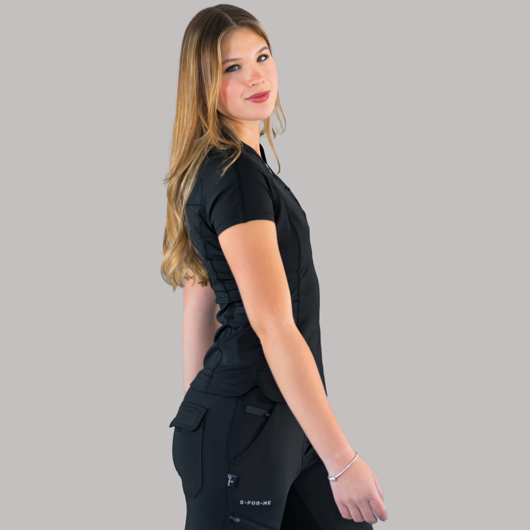 Women’s Top 905 Black, Super Stretch Scrubs