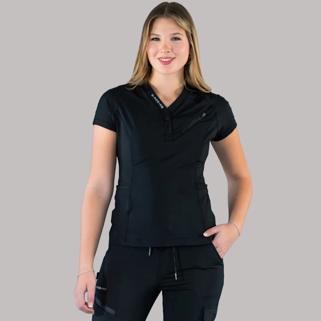 Women’s Top 905 Black, Super Stretch Scrubs