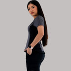 Women’s Top 905 Oxford Gray/Black, Super Stretch Scrubs