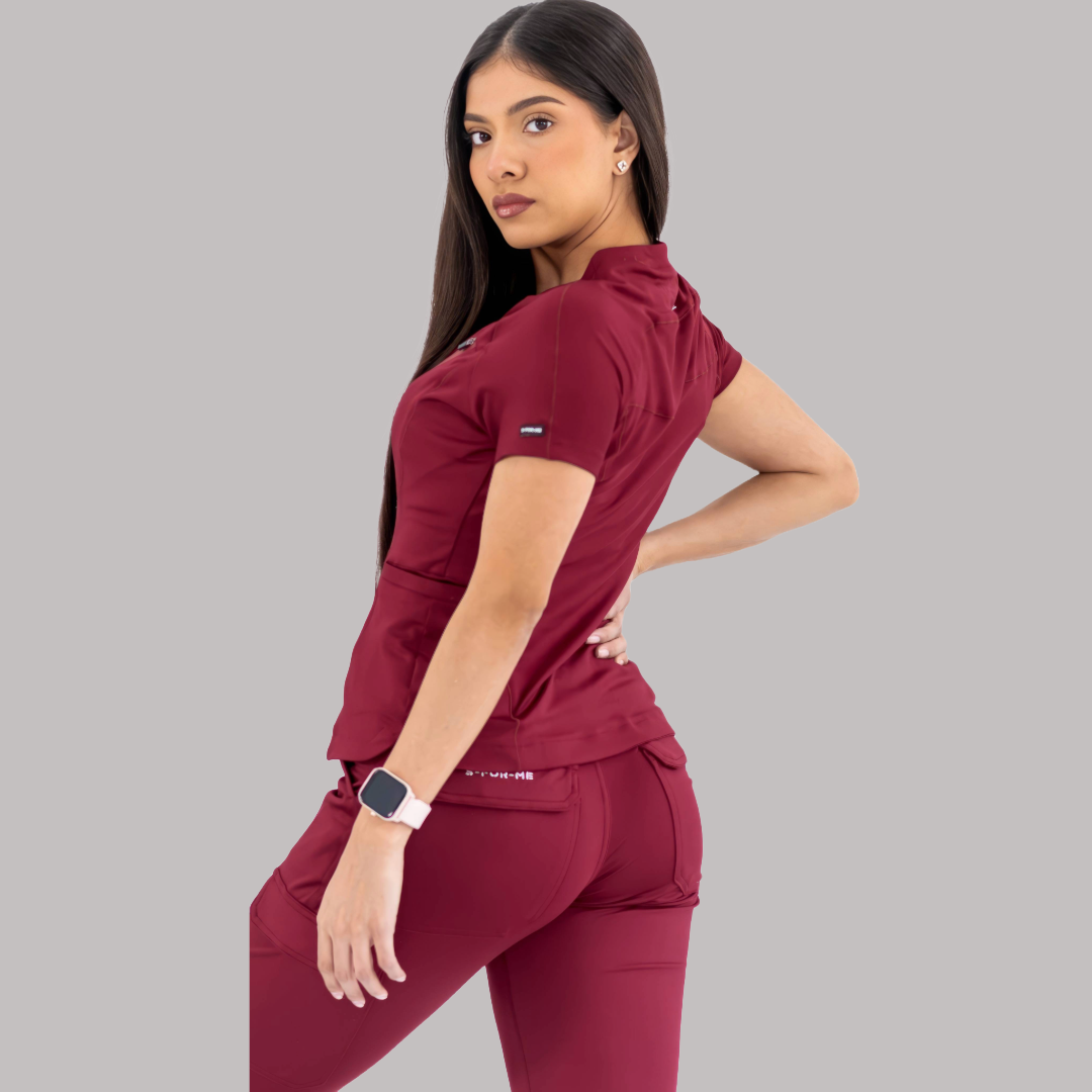 Women’s Top 905 Burgundy, Super Stretch Scrubs