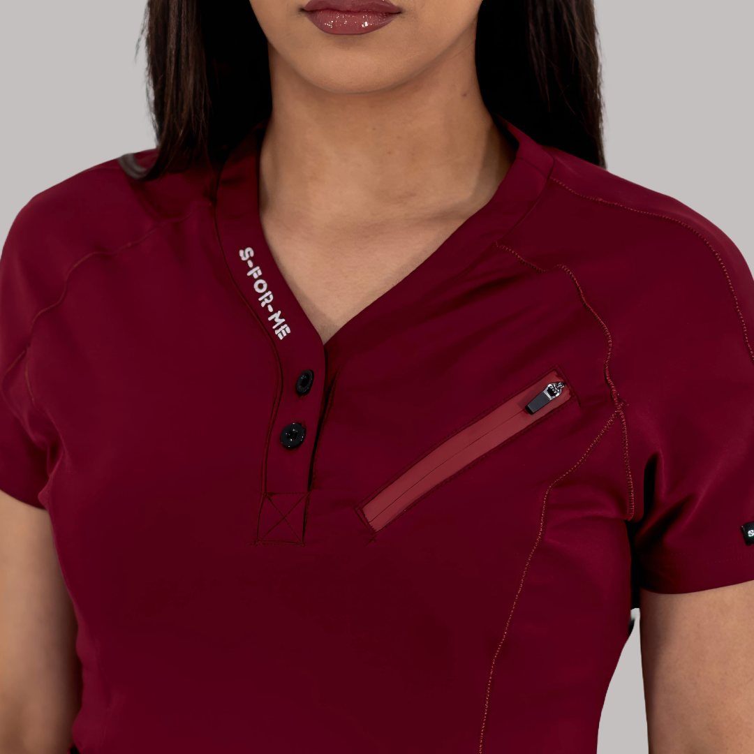 Women’s Top 905 Burgundy, Super Stretch Scrubs