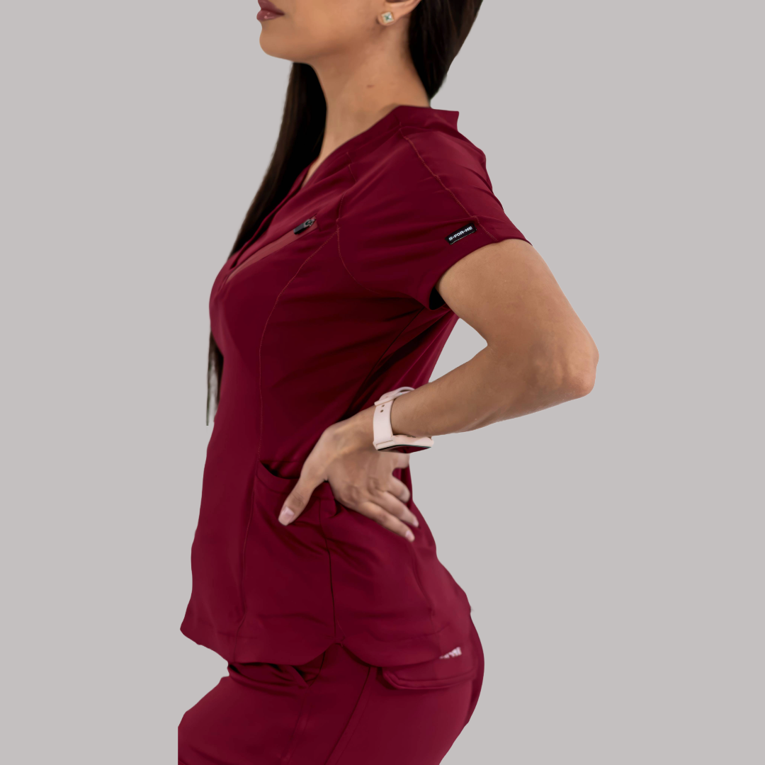 Women’s Top 905 Burgundy, Super Stretch Scrubs