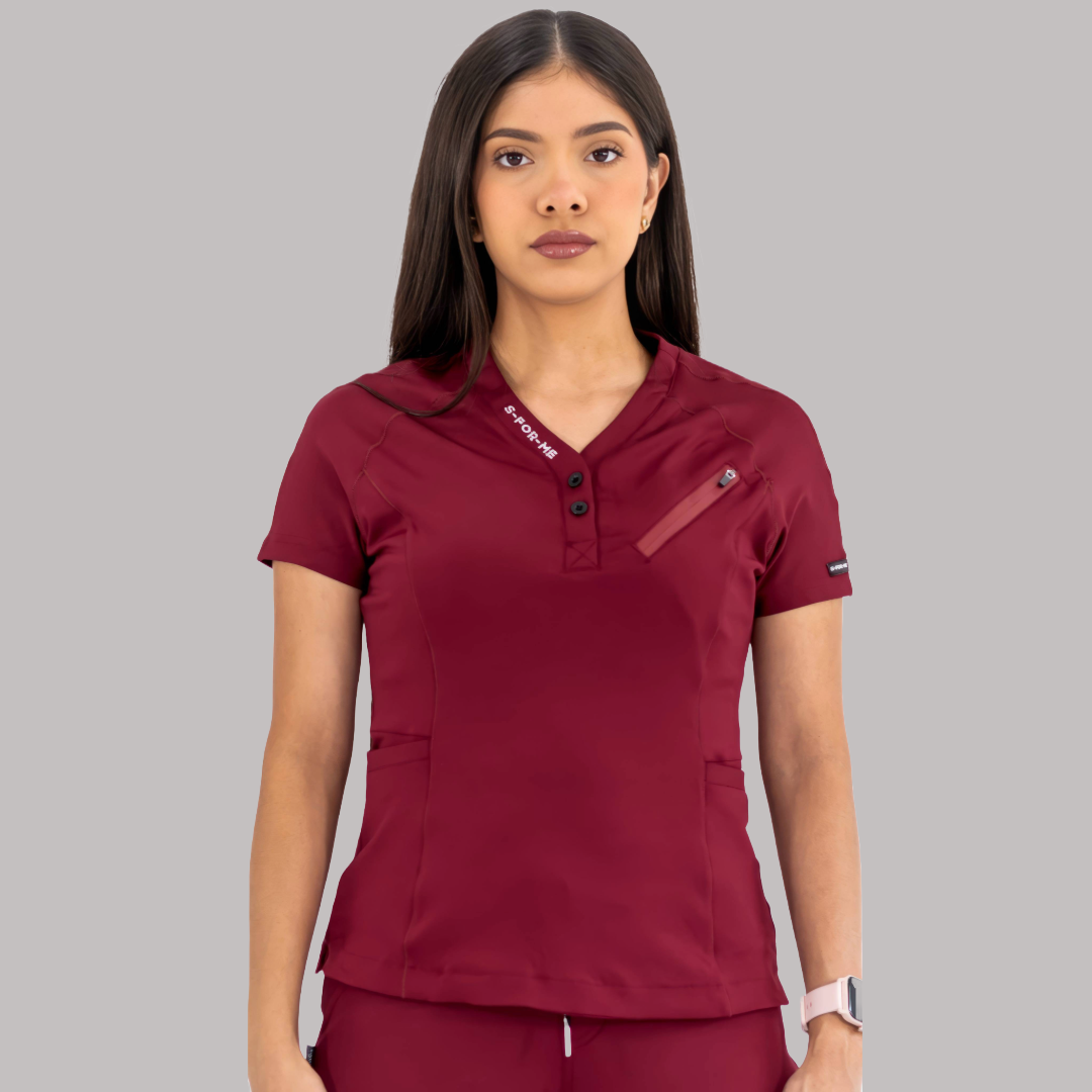 Women’s Top 905 Burgundy, Super Stretch Scrubs