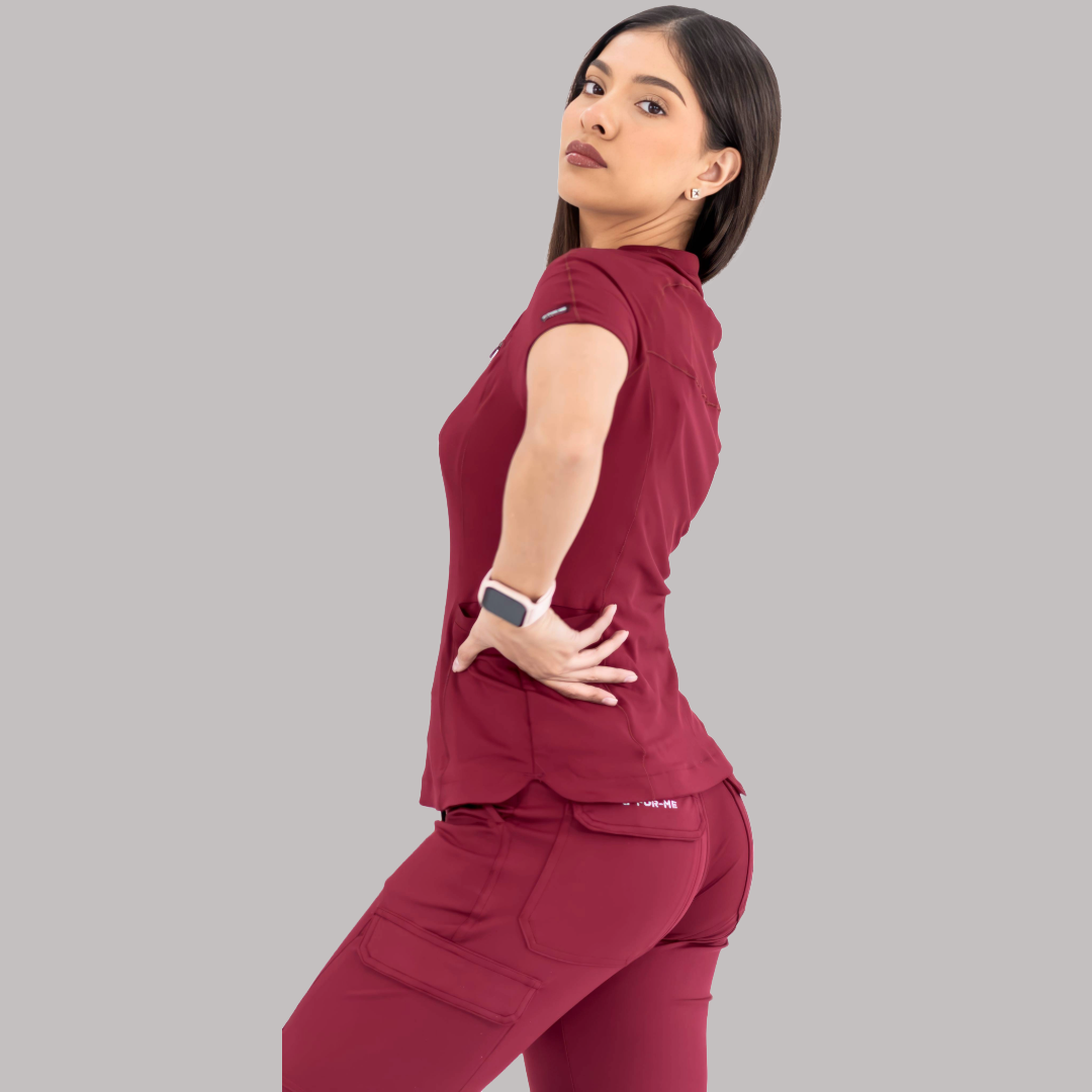 Women’s Top 905 Burgundy, Super Stretch Scrubs