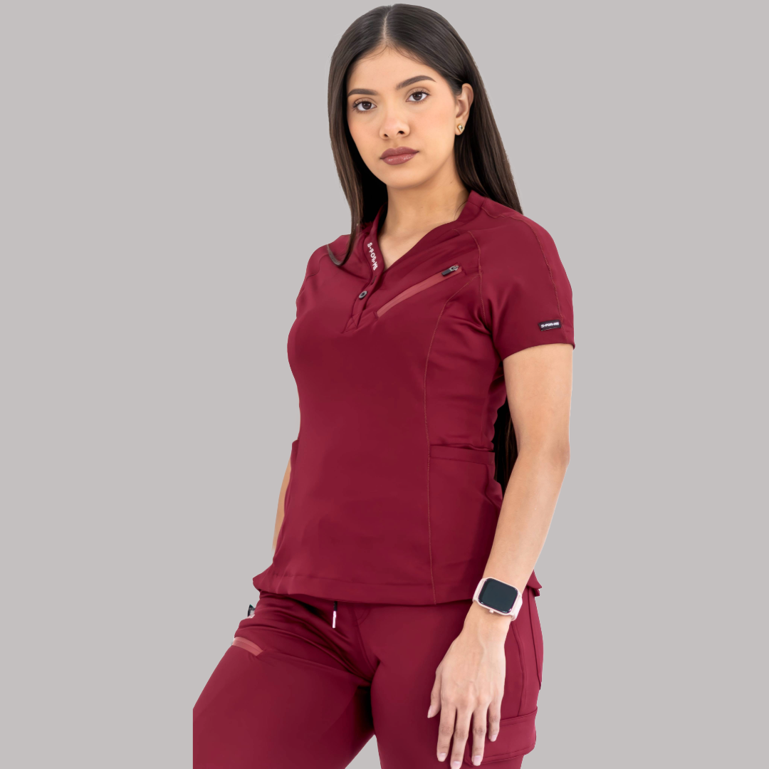 Women’s Top 905 Burgundy, Super Stretch Scrubs