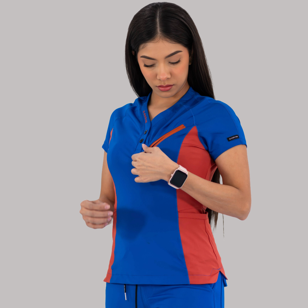 Women’s Top 905 Royal Blue/Chedron, Super Stretch Scrubs