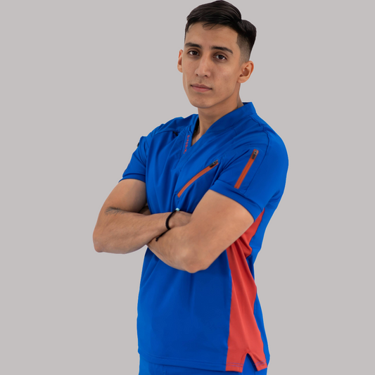 Men's Top 905 Royal Blue/Chedron, Super Stretch Scrubs