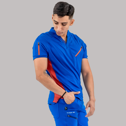 Men's Top 905 Royal Blue/Chedron, Super Stretch Scrubs