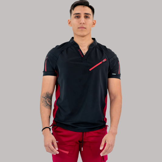 Men's Top 905 Black/Burgundy, Scrubs Super Stretch